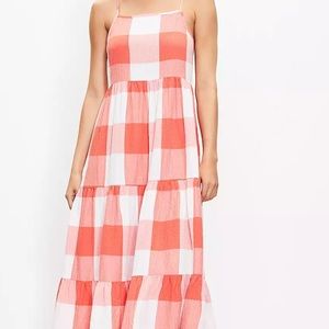 Lou & Grey Gingham Puckered Midi Dress
